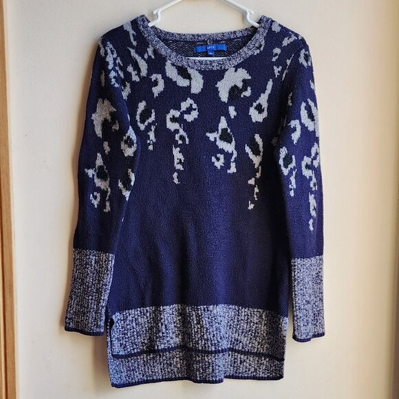Apt. 9 Blue/Gray Abstract Animal Print Scoop Neck Sweater Size Medium - Picture 5 of 13